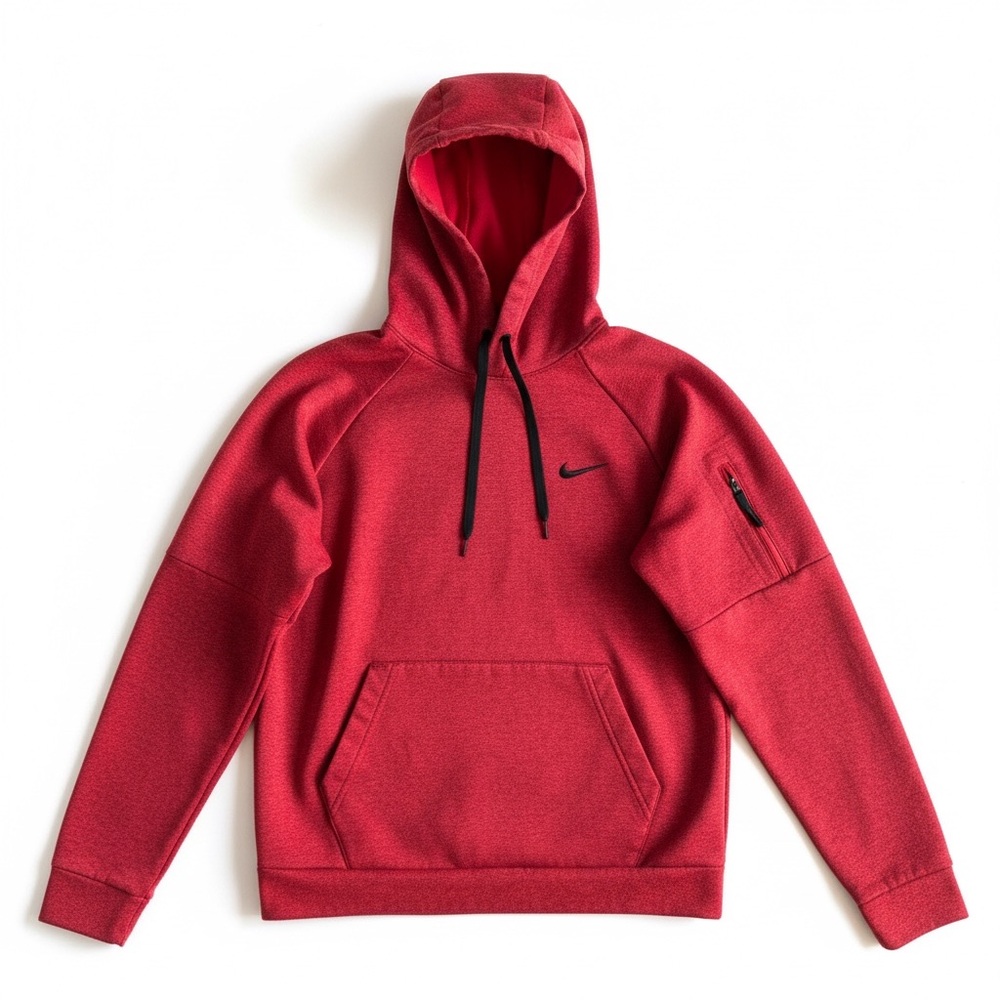 Nike Therma Fit Hoodie Fleece Lined Sweatshirt Athletic Streetwear Red Medium